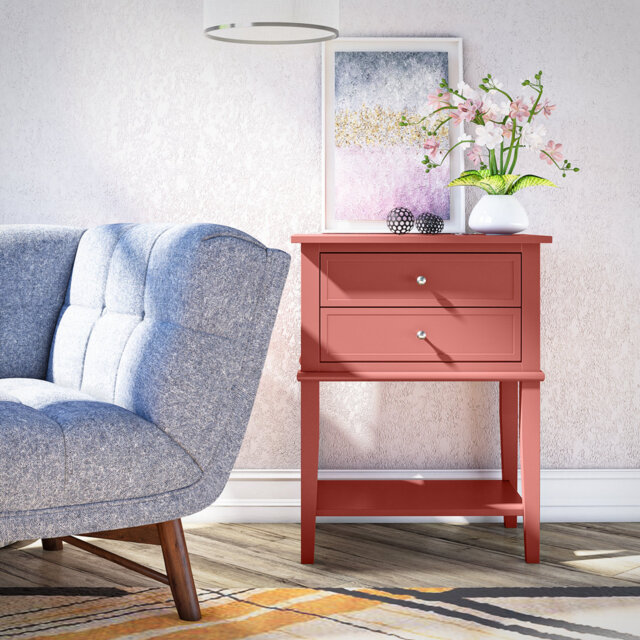 Deonni 56cm W Solid Wood Bedside Table
