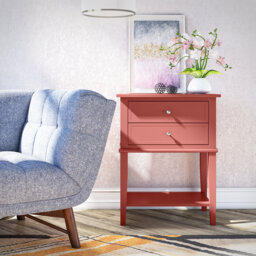 Deonni 56cm W Solid Wood Bedside Table
