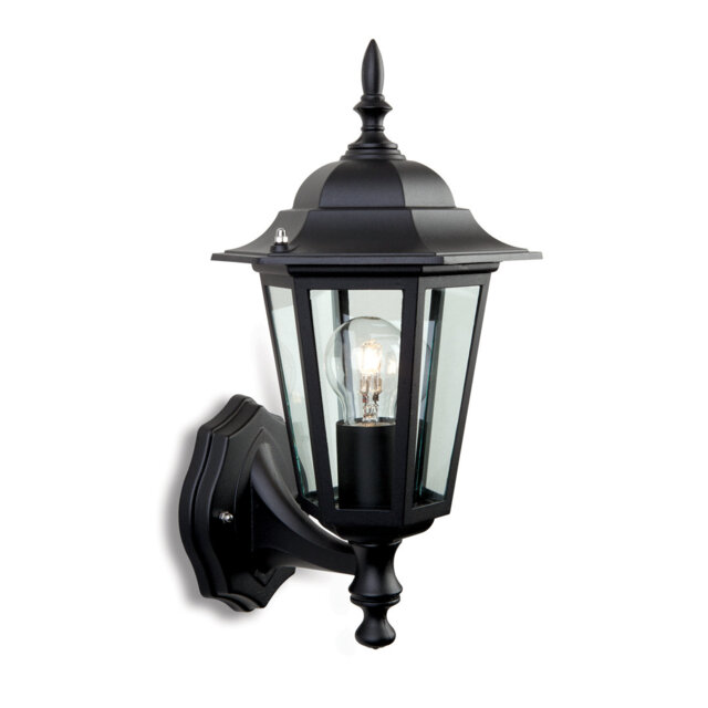 6 Panel Matte Black 36cm H Outdoor Wall Lantern