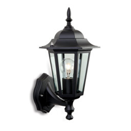 6 Panel Matte Black 36cm H Outdoor Wall Lantern