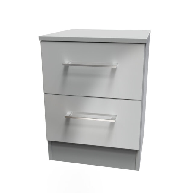 Worcester Fully Assembled Worcester 2 Drawer Bedside Cabinet In Black Gloss & White (Ready Assmbled)