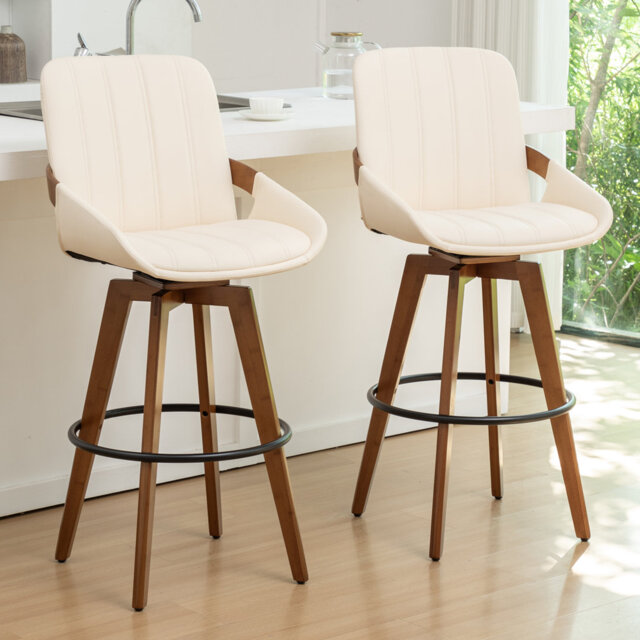 Modern Leather Upholstered Swivel Counter & Bar Stools