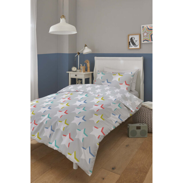 Glorine Grey/Blue 132 TC Reversible Duvet Cover Set with Pillowcases Quilt Cover Soft and Breathable