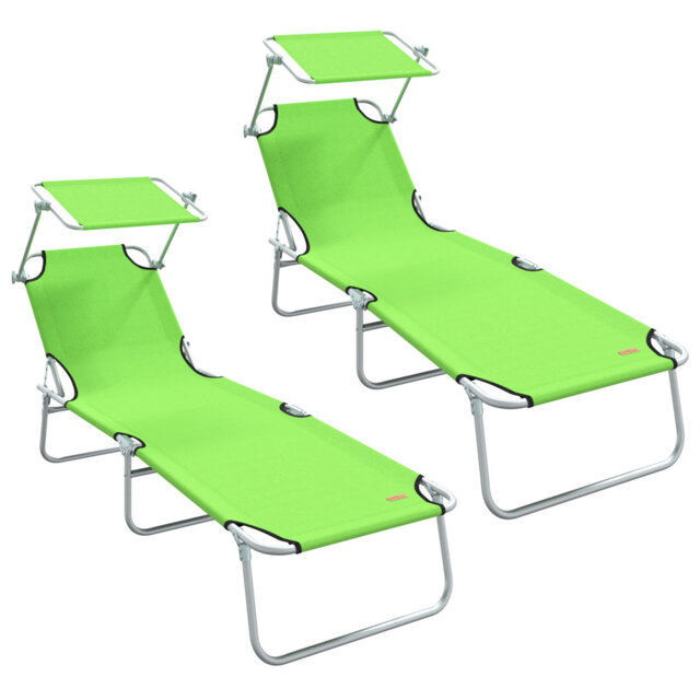 vidaXL Folding Sun Lounger with Canopy Outdoor Daybed Sunbed Steel and Fabric