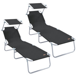 vidaXL Folding Sun Lounger with Canopy Outdoor Daybed Sunbed Steel and Fabric