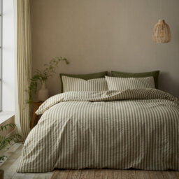 Cotton Rich Woven Stripe Cotton Blend Striped Duvet Cover Set