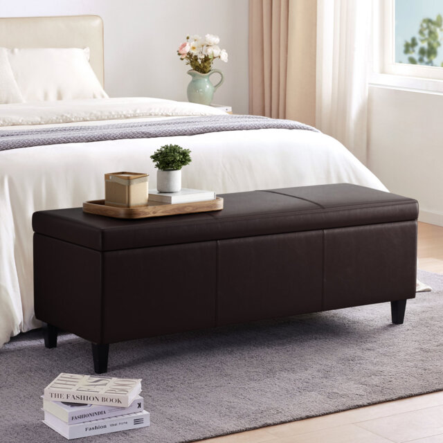 Faux Leather Upholstered Storage Bench