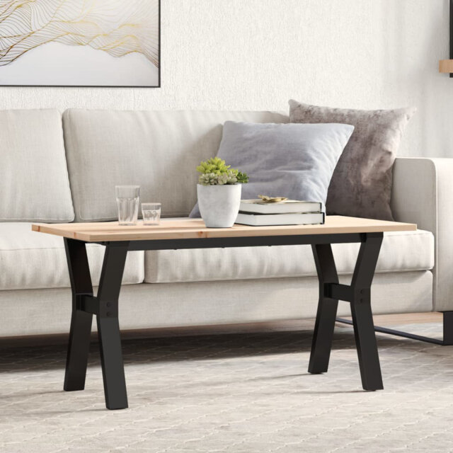 Coffee Table Y-Frame 100X50 Cm Solid Wood Pine And Steel