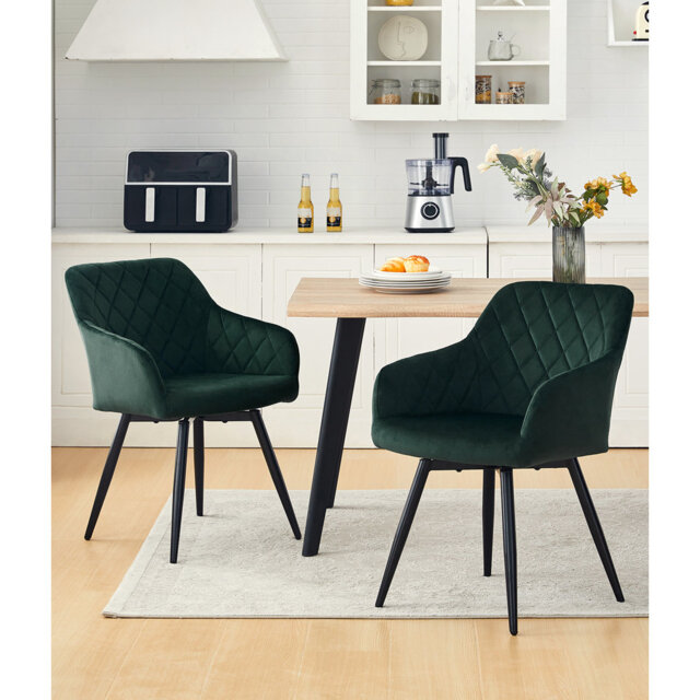 Dining Chair,Swivel Chair Set Of 2, Upholstered Velvet Kitchen Chair,Beige