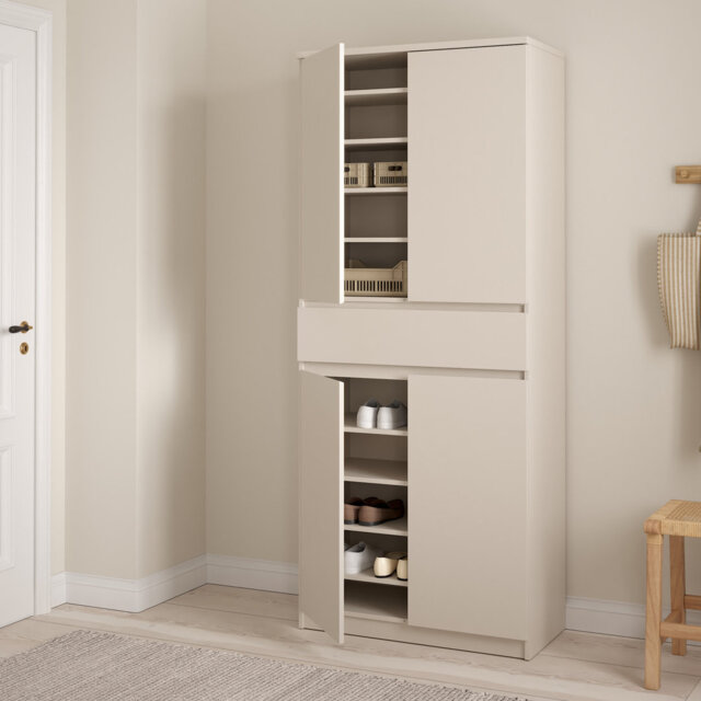 Naia Shoe cabinet with 4 Doors 1 Drawer in Cashmere