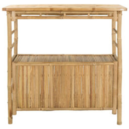 Outdoor Bar Table With Storage With Shelf Natural Bamboo Garden Dining