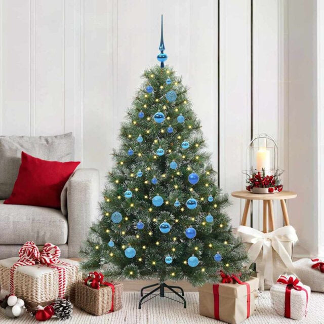 Artificial Christmas Tree with 150 LEDs Green PE and PVC