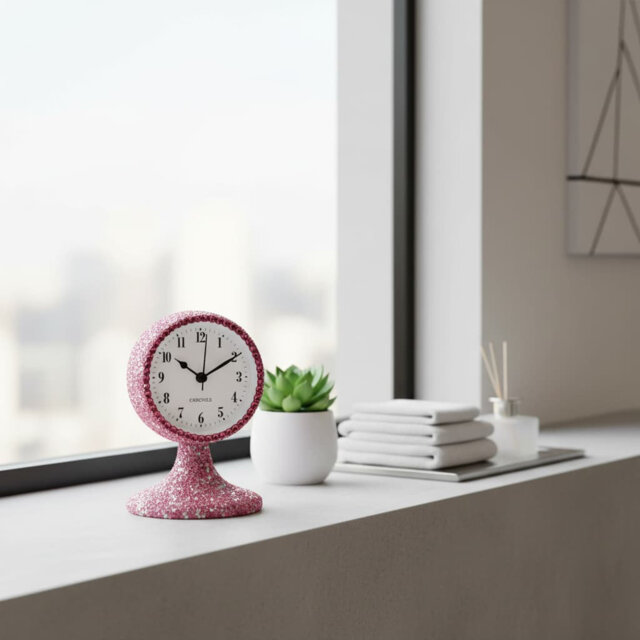 Retro Silent Non-Ticking Metal Alarm Clock, Sweet Pink Bedside Desk Clock