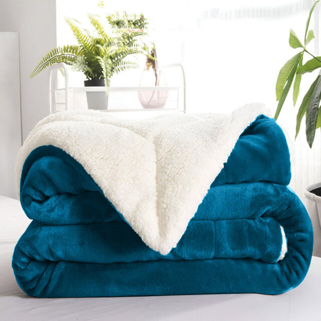 Kaylie Soft Sherpa Fleece Fur Thick Dual Sided Reversible Blanket Throw
