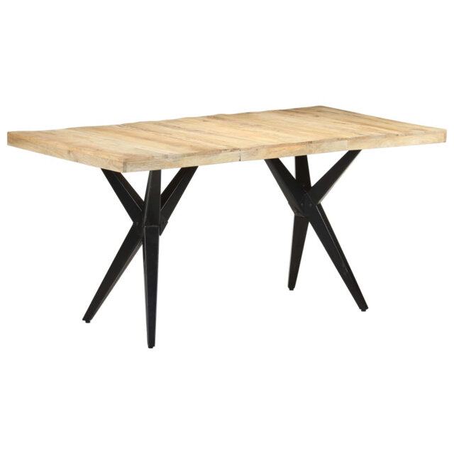 Deva Solid Wood Top Metal Base Dining Table