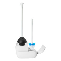 Toilet Brush And Plunger Combo, Automatic Door Open Or Close,White