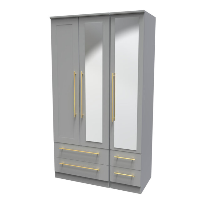 Behrad Tall Triple 4 Drawer Mirror Wardrobe in Kashmir Matt