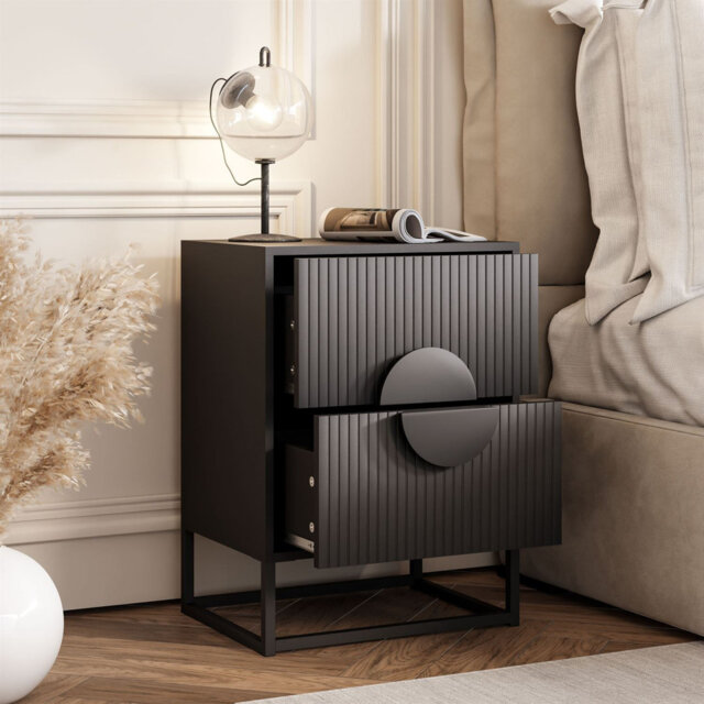 LUNO bedside table with fluted front on a frame