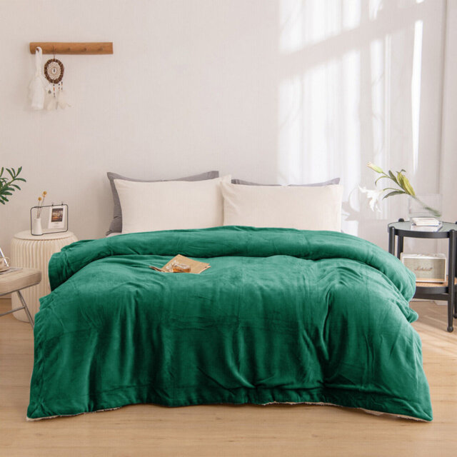 Diya Soft Sherpa Fleece Fur Thick Dual Sided Flannel Reversible Blanket Throw