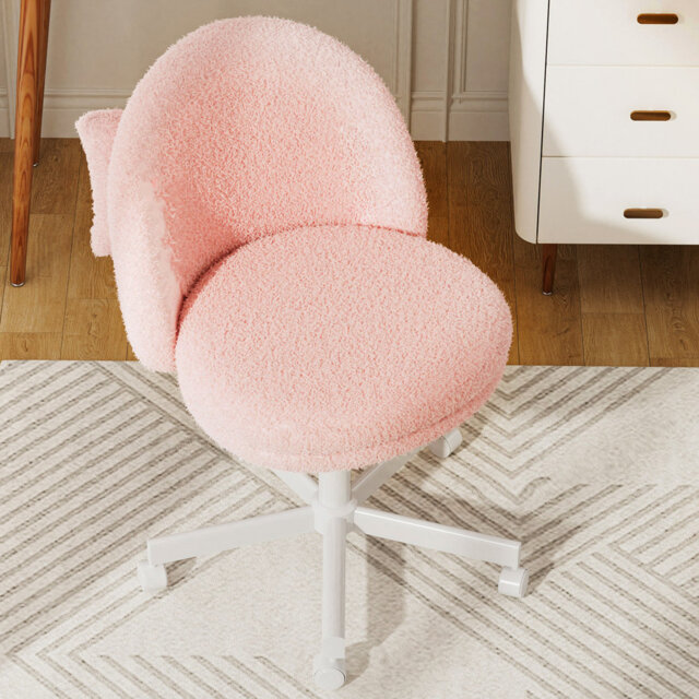 Vanity Desk Chair Dressing Table Chairs Swivel Armless Height Adjustable Foam Padded Bedroom Makeup Office Chair