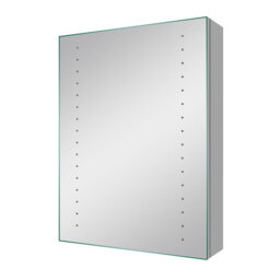 iBathUK Lunar Wall Mounted LED Illuminated Bathroom Mirror Cabinet with Single Door and Sensor Switch in Silver, 450 x 600mm