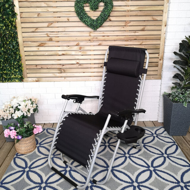 Luxury Padded Multi Position Zero Gravity Garden Relaxer Chair Lounger in All