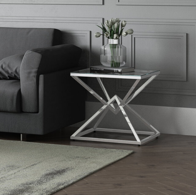 Ause Glass Top Frame End Table