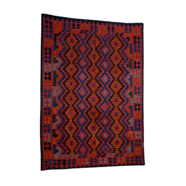 Bullock Vintage Handmade Kilim 100% Wool Red Rug