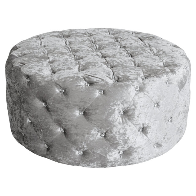 Tommy 90cm Wide Velvet Tufted Round Solid Colour Cocktail Ottoman