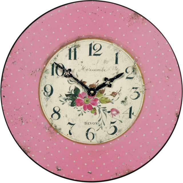 Pink Polka Dot Wall Clock - 36cm
