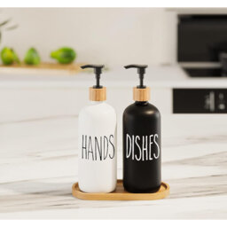 Glass Soap Dispenser for Kitchen & Bathroom Sinks - Modern Farmhouse Decor