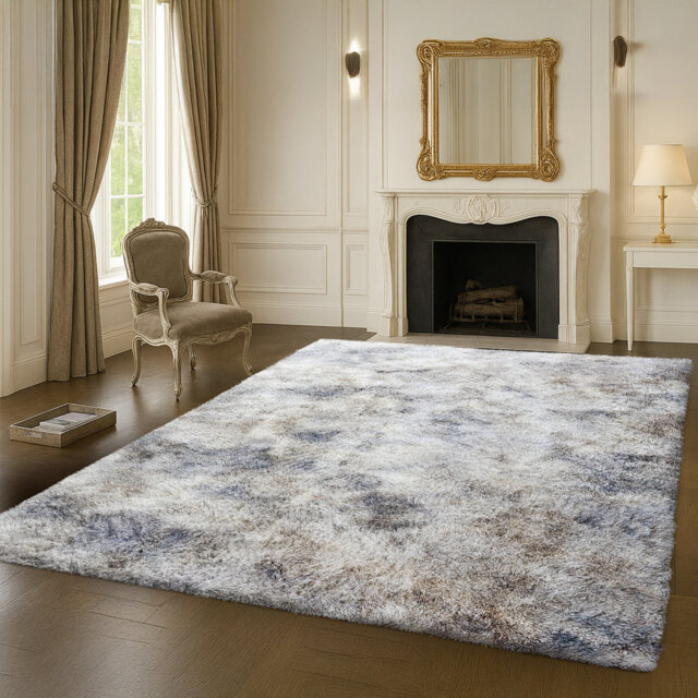 Luxury Nonslip Shaggy Multi Shade Rug, Solid Colour Machine Tufted Shag Carpet for Any Room
