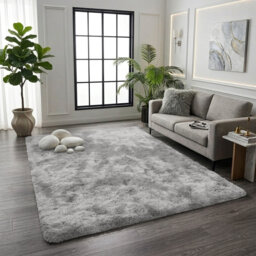 Luxury Nonslip Shaggy Multi Shade Rug, Solid Colour Machine Tufted Shag Carpet for Any Room