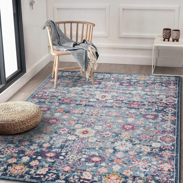 Soft Medium Pile Area Rugs Living Room Carpet Pad Oriental Vintage Rug Non Slip Entryway Rug 7654