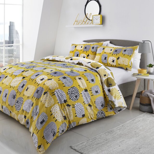 Dotty Sheep 130 TC Reversible Modern & Contemporary Duvet Cover Set