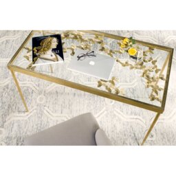 Ingrid Glass Top Metal Base Writing Desk