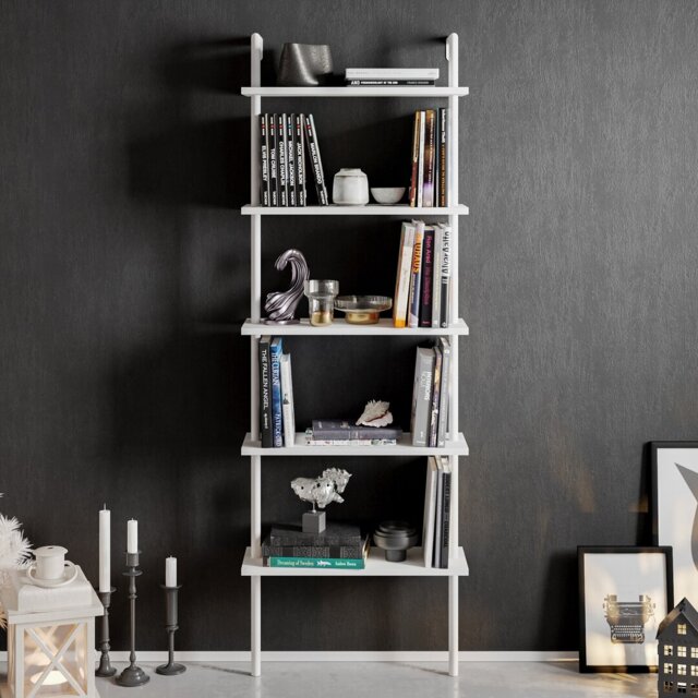 Iker 174cm H x 60cm W Stainless Steel Ladder Bookcase