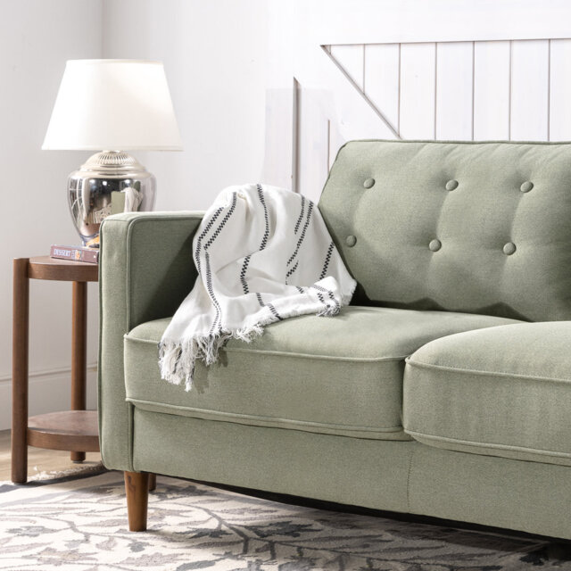 Floman Button-Tufted Upholstered Sofa with Foam Cushions and Sturdy Frame