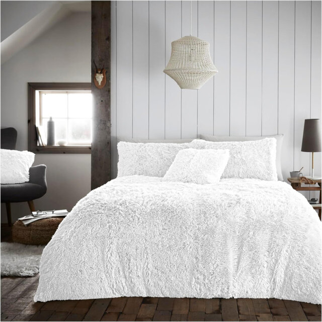 Teddy Fleece Duvet Cover Set with Pillowcases, Ultra Soft Plush Winter Bedding Set with Pillow Case(s), Warm Cosy Quilt Cover, Machine Washable