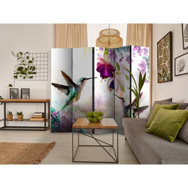 Vouno Hummingbirds and Flowers Room Divider