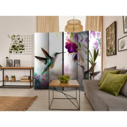 Vouno Hummingbirds and Flowers Room Divider