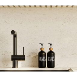 Glass Soap Dispenser for Kitchen & Bathroom Sinks - Modern Farmhouse Decor