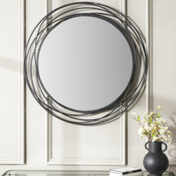 Javin Round Metal Swirl Framed Wall Mounted Accent Mirror