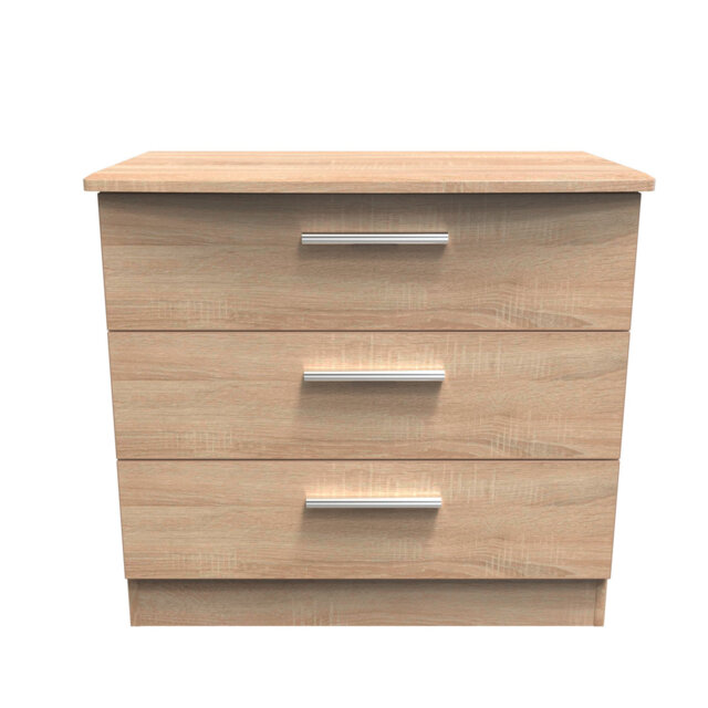 Borgeson 3 Drawer Chest in Kashmir Gloss & Bardolino Oak (Ready Assembled)