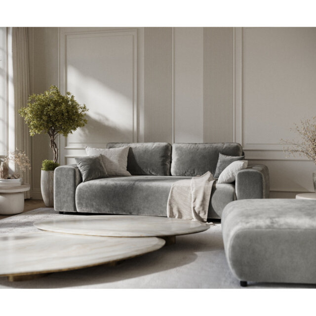 Three-seater square arm sofa