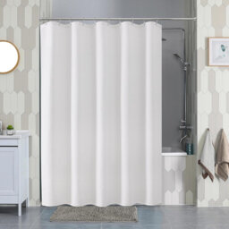 White Shower Curtain with Metal Hooks Waffle Fabric Shower Curtain 152 x 214 cm