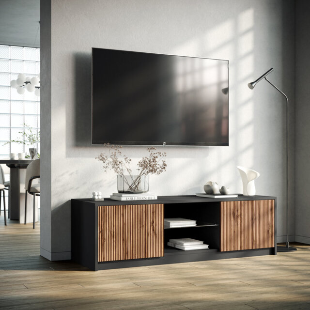 Tv Stand LULLALBY Black/Oak Rio