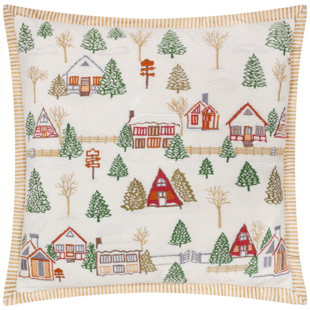 Winter Ski Lodges Abstract White Square Cushion