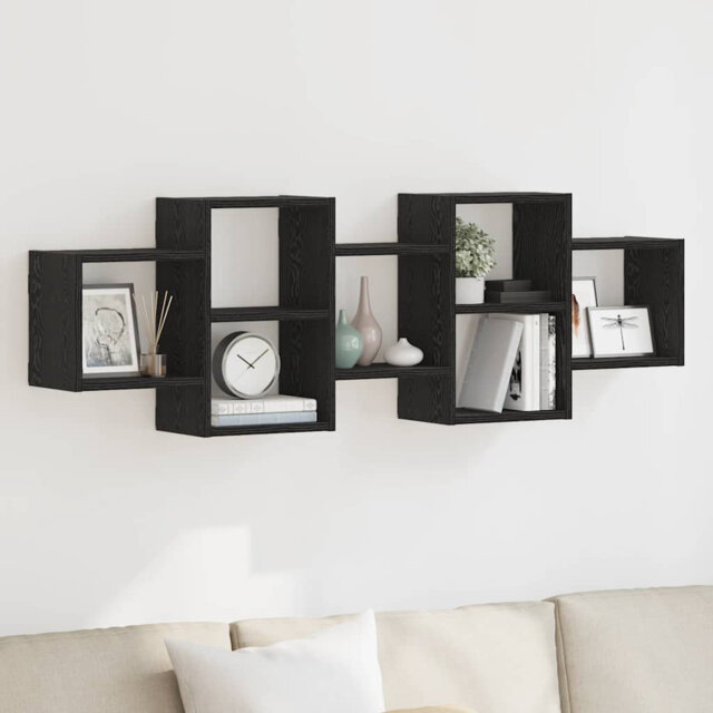 Wall Shelf Black Oak Engineered Wood