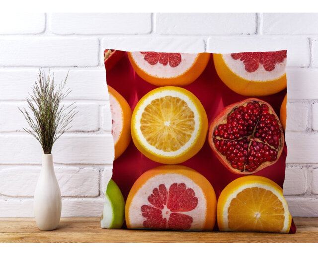 Masboro Citrus and Pomegranate Scatter Cushion with Filling